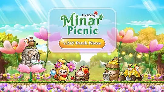 Halflingers und riesige Blumen um das Minar-Picnic-Schild
