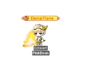 Eternal-Flame-Titel über einem Charakter mit goldenen Flammen