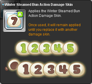 Winter Steamed Bun Action Damage Skin mit grünen und braunen Zahlen