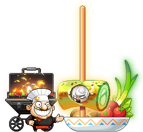 Wish Kebab Chair mit Gemüse und leuchtendem Spieß