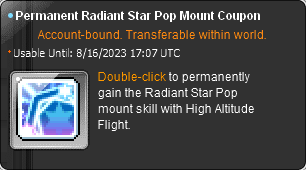 Radiant Star Pop Mount Coupon mit blauem Reittiersymbol