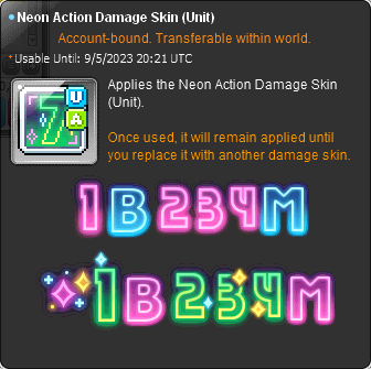 Neon Action Damage Skin with multicolored outlined numbers