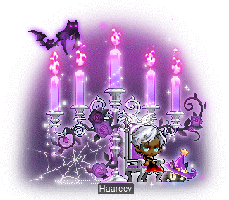 Halloween Candle Chair mit violetten Kerzen und Fledermäusen