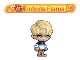 Infinite-Flame-Titel über einem Charakter