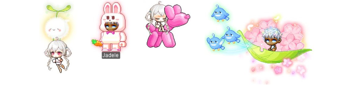 Reittiere Wildflower Spirit, Pink Rabbit, Balloon Puppy und Full of Spring