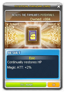 Mystical Familiar Card item tooltip