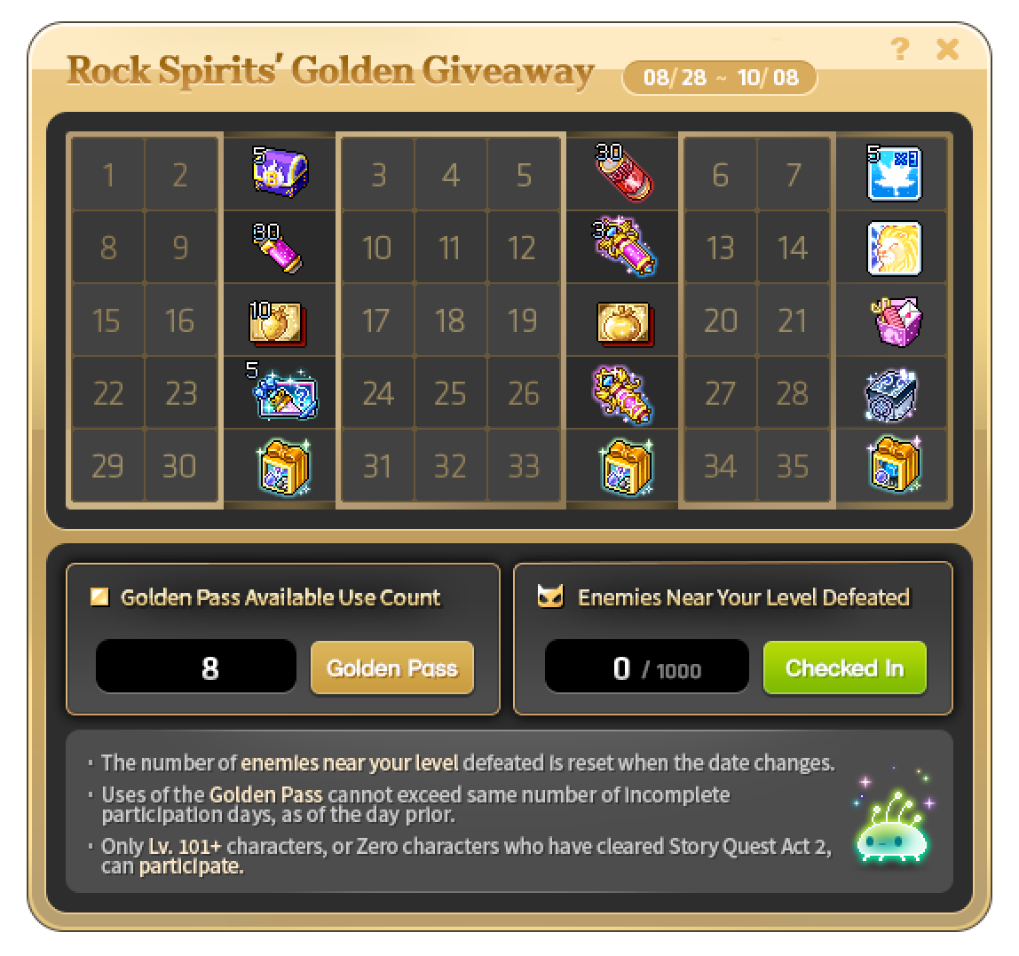 Rock Spirit Golden Giveaway attendance and premium pass rewards