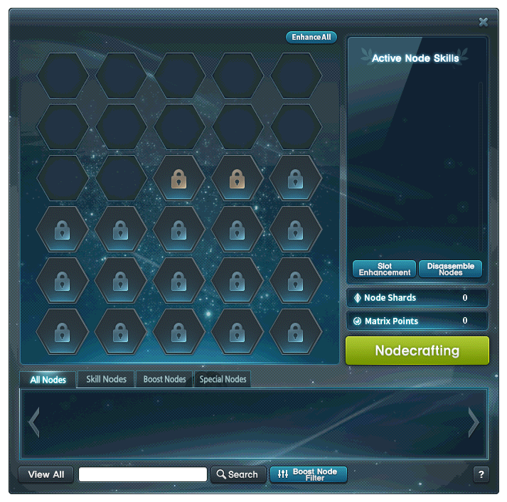 V Matrix avec douze emplacements initiaux vides