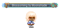 Titre Blossoming by Moonshade au-dessus d’un personnage