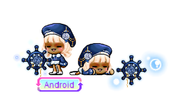 Syncroid with its blue cap, ships wheel and accompanying effects