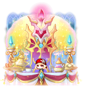 Morning Star Banquet Hanging Garden Chair with its pink gem and golden pavilion