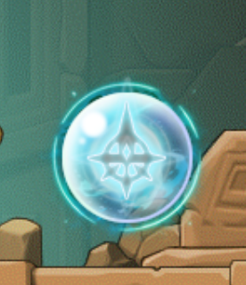 The glowing support pickup in a boss arena