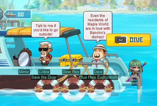 The Dive prompt at the ladder beside Dave