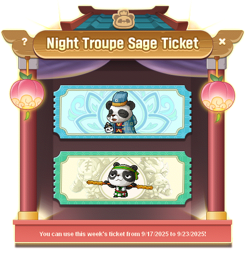 Night Troupe Sage Ticket choice between the two Mu Lung training attractions