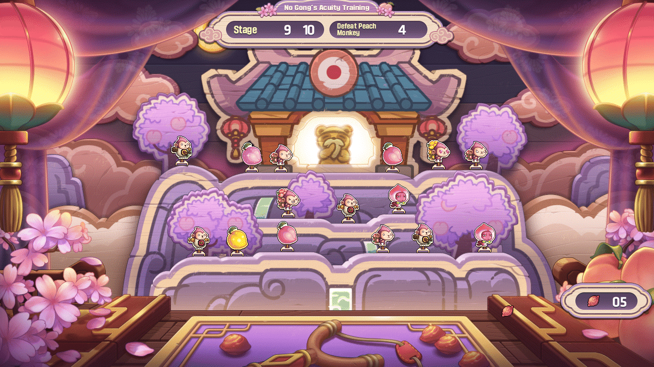 No Gong’s Acuity Training target board with Peach Monkeys and other targets at stage nine