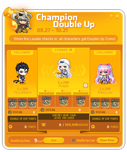 Champion-Double-Up-Zuweisungsoberfläche