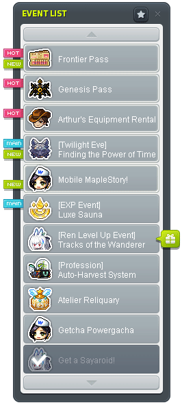Event List mit Ereigniseinträgen und Favoritenstern