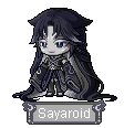 Sayaroid-Android mit dunklem Haar und langem schwarzem Gewand