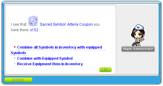 Symbolcoupondialog zum Zusammenführen passender Inventarsymbole