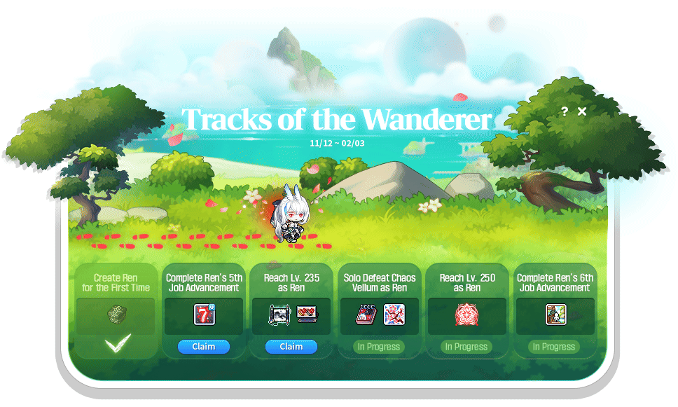 Meilensteinbelohnungen von Tracks of the Wanderer für Ren