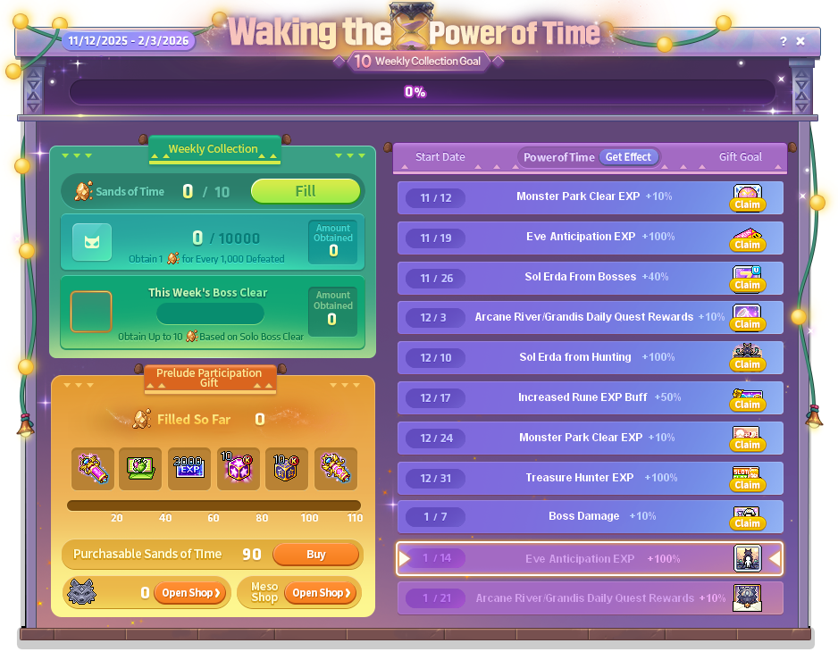 Waking the Power of Time mit wöchentlichem Sands-Zähler und Belohnungsplan