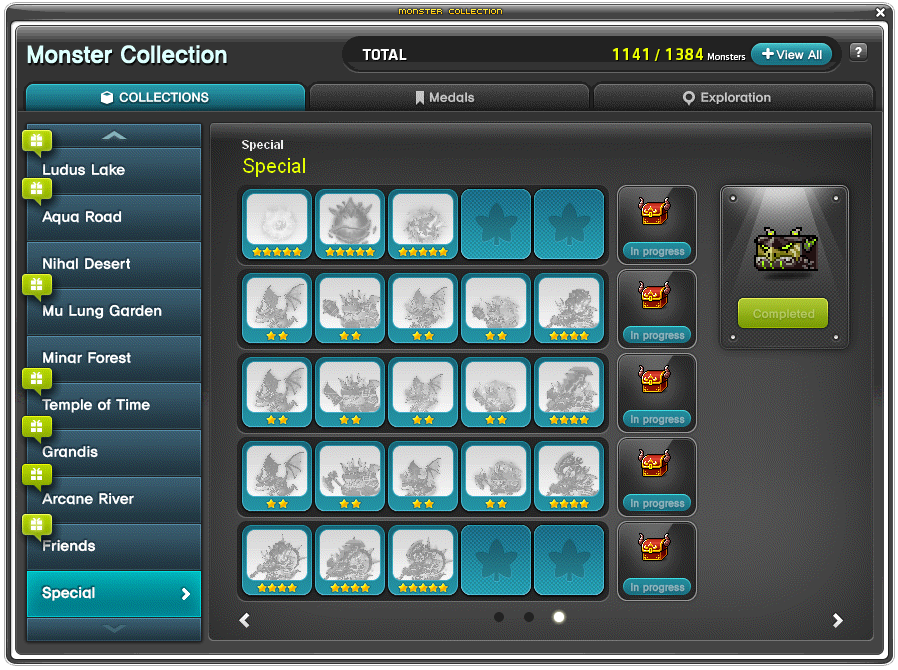 Expanded Special Monster Collection tab