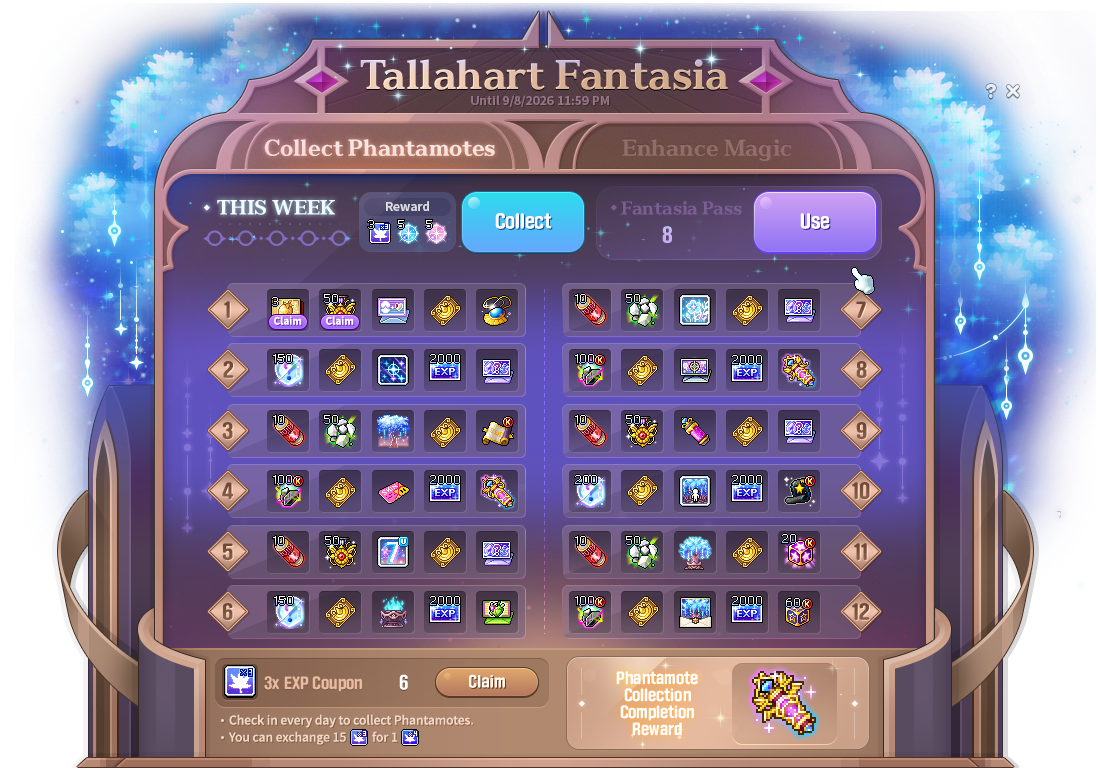 Tallahart Fantasia daily collection rewards