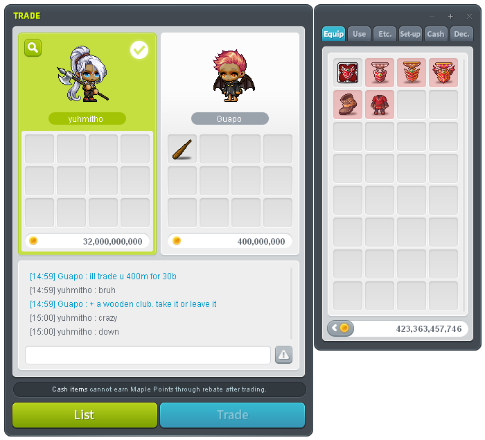 Revised item-trade interface