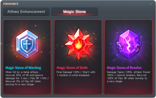 Magic Stones Warding, Strife und Resolve