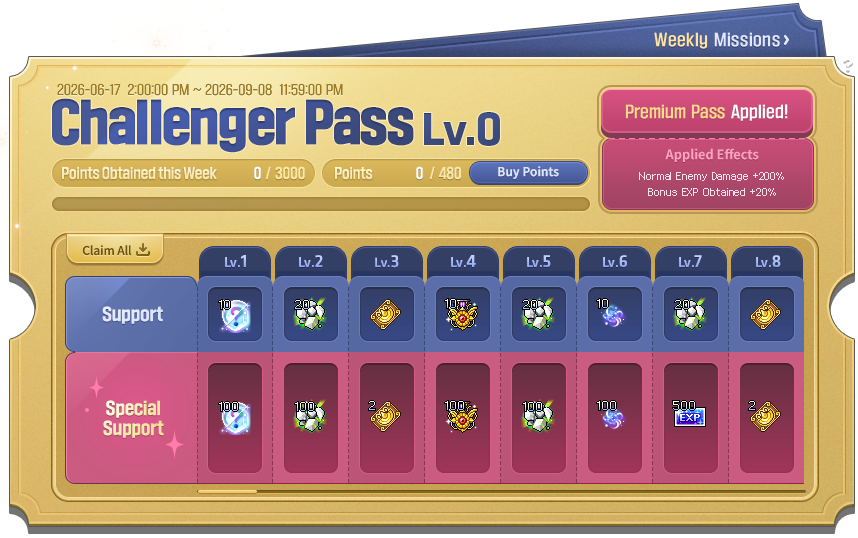 Challenger-Pass-Belohnungsoberfläche