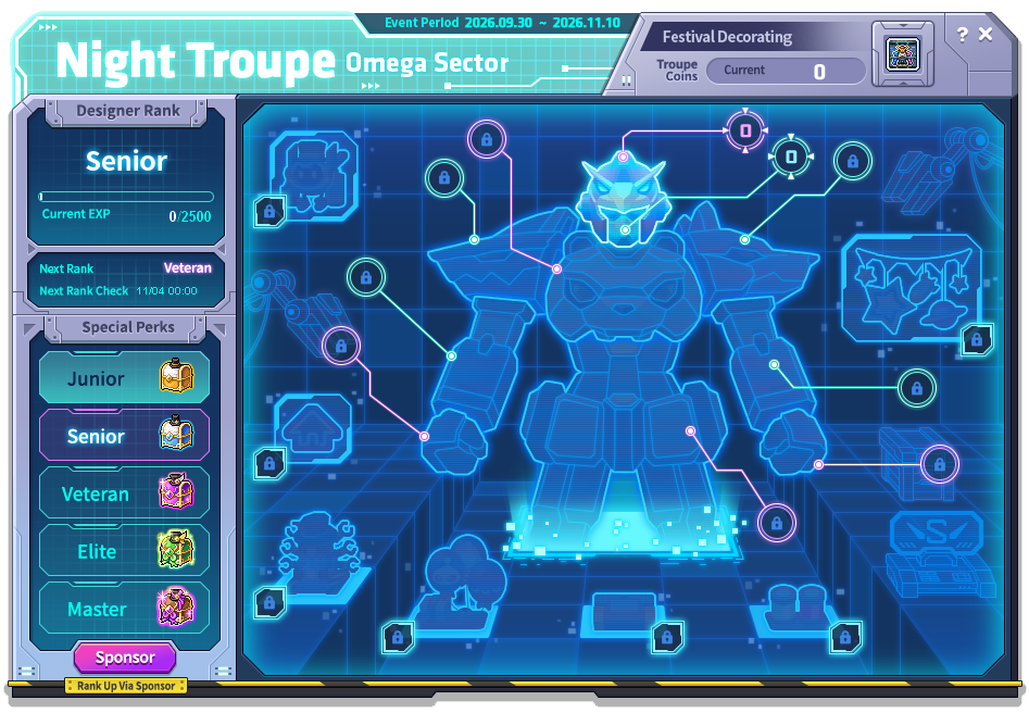 Night-Troupe-Festivalgelände in Omega Sector